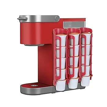 【中古】Coffee Pod Holder for Keurig K-Cup, Side Mount K Cup Storage, Perfect for Small Counters (3 Rows/for 15 K Cups, Red)