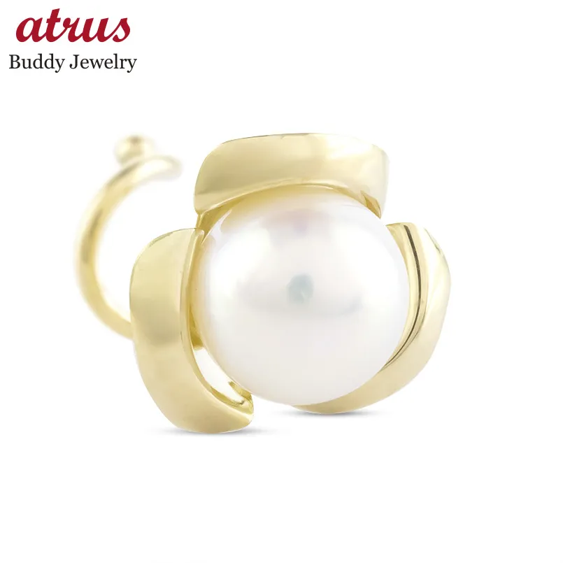 18金 ピアス パール 真珠 レディース 片耳 装着簡単 ゴールド 18k キャッチのいらないピアス アコヤ真珠 花 フラワー キャッチナッシャー あすつく 送料無料