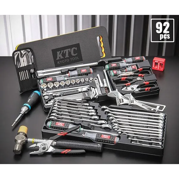 KTC 9.5sq. 工具92点セット 樹脂成型トレイ付 ケース無し ラチェット非同梱 (SK39224XT) エヒメマシンオリジナル ツールセット