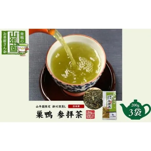 ふるさと納税 お茶類 緑茶（茶葉・ティーバッグ） 東京都 豊島区 掛川深蒸し茶 巣鴨 参拝茶 200g×3袋 セット 茶葉 緑茶 お茶 煎茶 日本茶 豊島区 東京