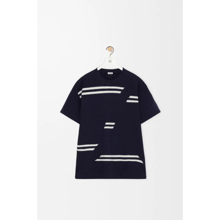 ロエベ LOEWE 2026春夏メンズ オーバーサイズフィット Tシャツ【ネイビー/ホワイト 】【送料無料】【正規品】
