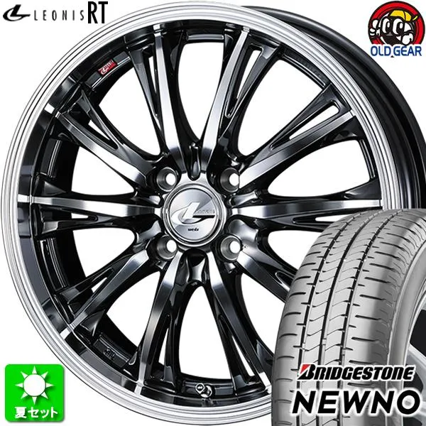 155/65R14 ブリヂストン ニューノ 新品サマータイヤ ホイール 4本セット ウェッズ レオニス RT BMCMC(ブラックメタルコート/ミラーカット) 14インチ 4H100
