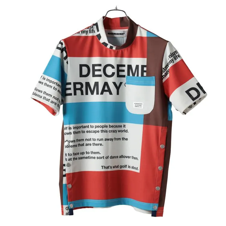 ディセンバーメイ ゴルフ モックシャツ メンズ レディース 半袖 ハイネック ストレッチ 吸汗速乾 UVカット ゴルフウェア ブランド ロゴ 4-505-1109 DECEMBERMAY