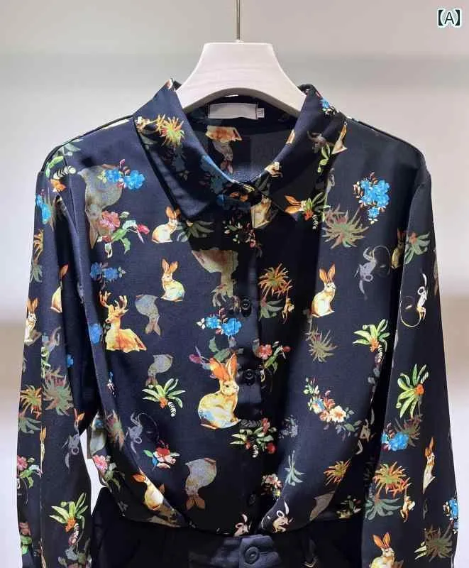 レディース シャツ レース Jiuyilan プリント シルクシャツ レディース 長袖 レイヤリング シャツ マルベリー シルク カーディガン トップ 2025 春