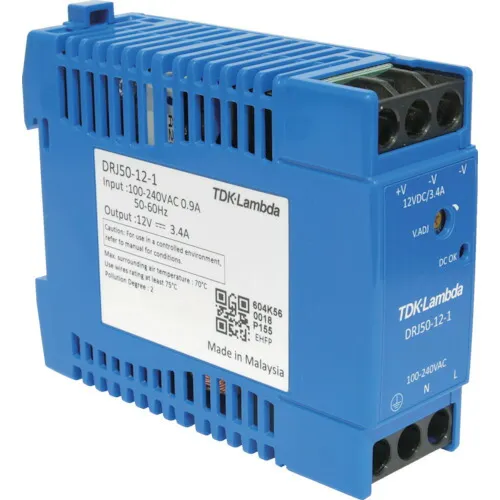 TDKラムダ ＤＩＮレール取付専用ユニット型電源 ＤＲＪ ５０Ｗ ブロック端子 【品番：DRJ50-12-1】