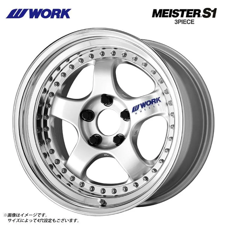 17インチ 4H100 12.5J 12.5J-3 4穴 ホイール 【1本単品 新品】 シルバー MEISTER S1 3PIECE STANDARD Adisk 送料無料 ワーク