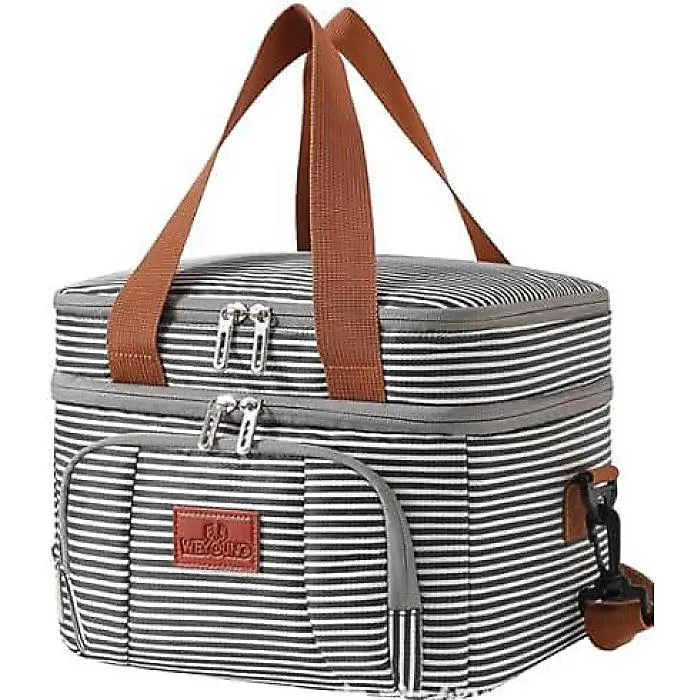 MAXBA(マクスバ) リユーザブル インシュレーテッド クーラーバッグ「ストライプ25L」ショッピング、カヤック、ロードトリップ、車に適した防水ビーチクーラー ポータブルトラベルクーラー夏休スペシャル