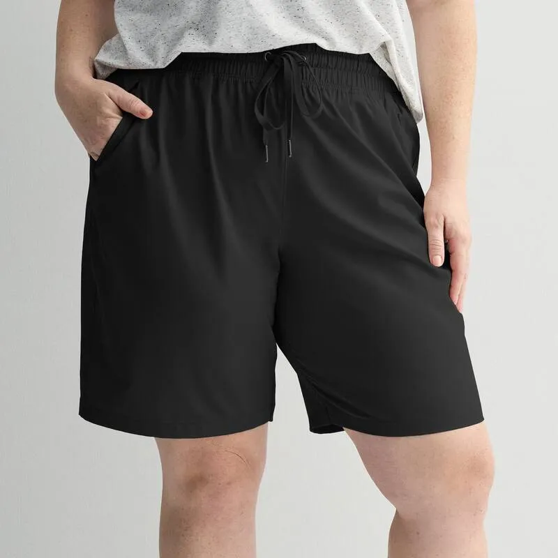 Tek Gear レディース ボトムス ハーフパンツ・ショーツ プラスサイズ ショートパンツ Plusize Tek Gear Woven Bermuda Shorts Mineral Black ブラック