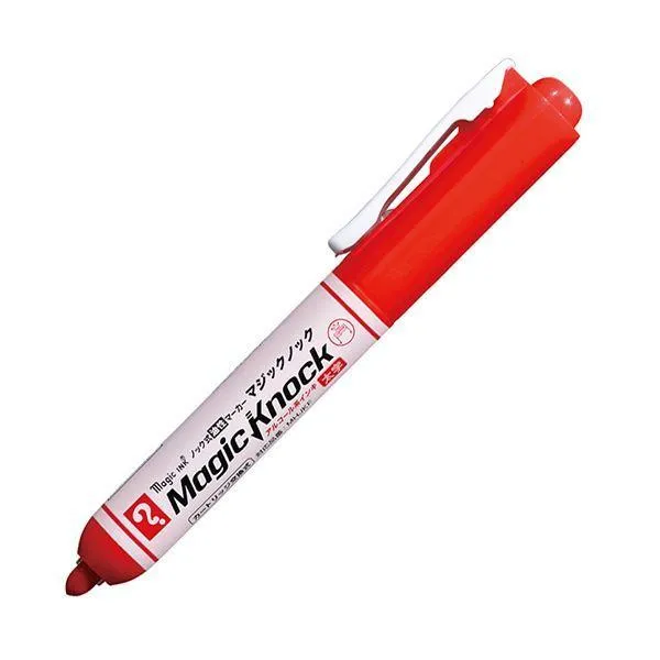 (まとめ)寺西化学 ノック式油性マーカー マジックノック 太字 赤 MKFP-T2 1セット(10本) 〔×3セット〕