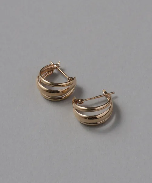 ピアス 3ラインフープピアス K10（両耳） レディース