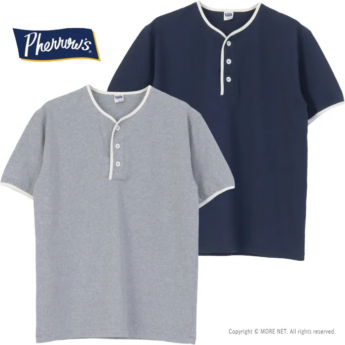 フェローズ PHERROW パイピングヘンリーネックTシャツ 26S-PPHT1 メンズ 日本製 半袖 熟成綿 無地系 2026春夏