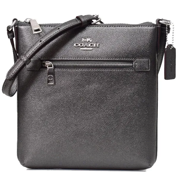コーチ バッグ COACH レザー ミニ ローワン ファイル バッグ クロスボディ 斜めがけ ショルダーバッグ メタリックガンメタル CE702【新品 送料無料 正規 保証 10倍 即日発送 】