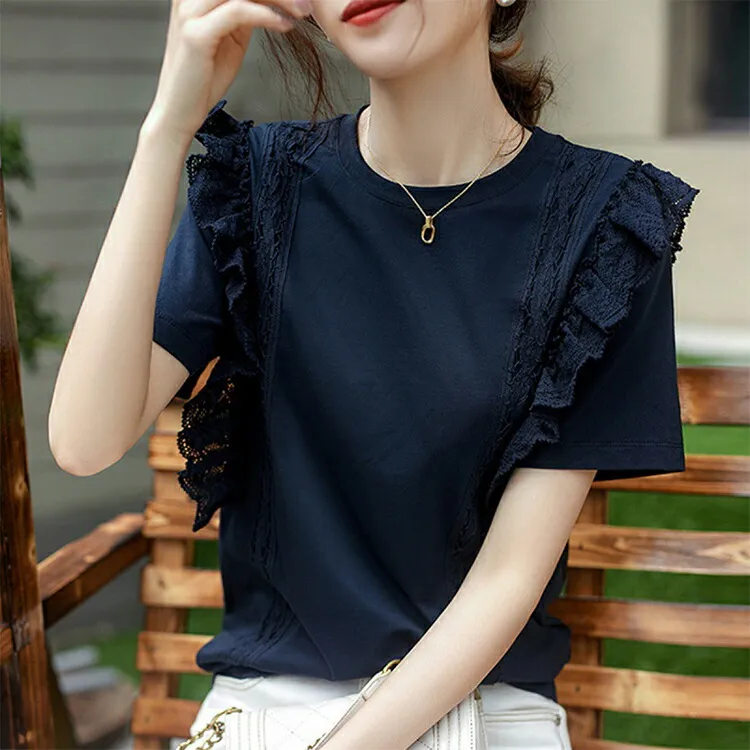 tシャツ レディース夏 半袖 ドロップショルダー クルーネック ゆったり 無地 カットソー トップス uvカット おしゃれ カジュアル シンプル切り替えブラウス 体型カバー 大人可愛い フレア シンプル送料無料 プレゼント