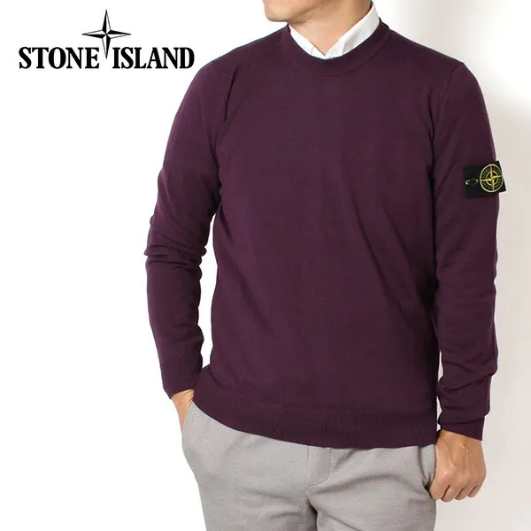 【ポイント祭】25AWモデルストーンアイランド STONE ISLAND バッジワッペン付き ハイゲージ ピュアウールニット【V0017 BURGUNDY】K2S155100071 S00C4 V0017/【2025-26AW】m-tops