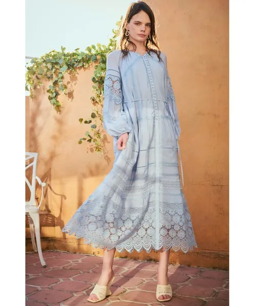 ワンピース Nora Lace Trim Dress 2 レース切り替えティーアードドレス 2
