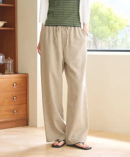 パンツ リネンライク ライトイージーパンツ ウォッシャブル 防シワ レディース