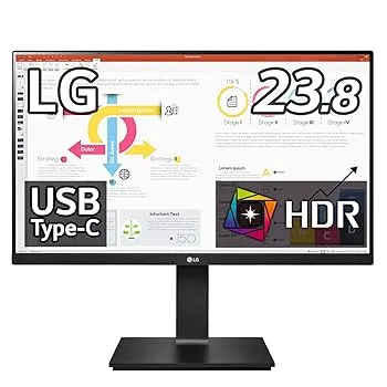 【中古】【未使用】LG フレームレス モニター ディスプレイ 24QP750-B 23.8インチ/WQHD(2560×1440)/IPS非光沢/HDR/FreeSync/USB Type-C,HDMI,DP/高さ調節,ピボット