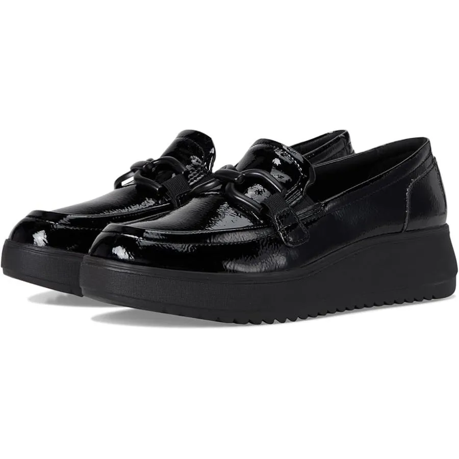 クラークス Clarks Zylah Top レディース ローファー Black Crinkle Patent Synthetic