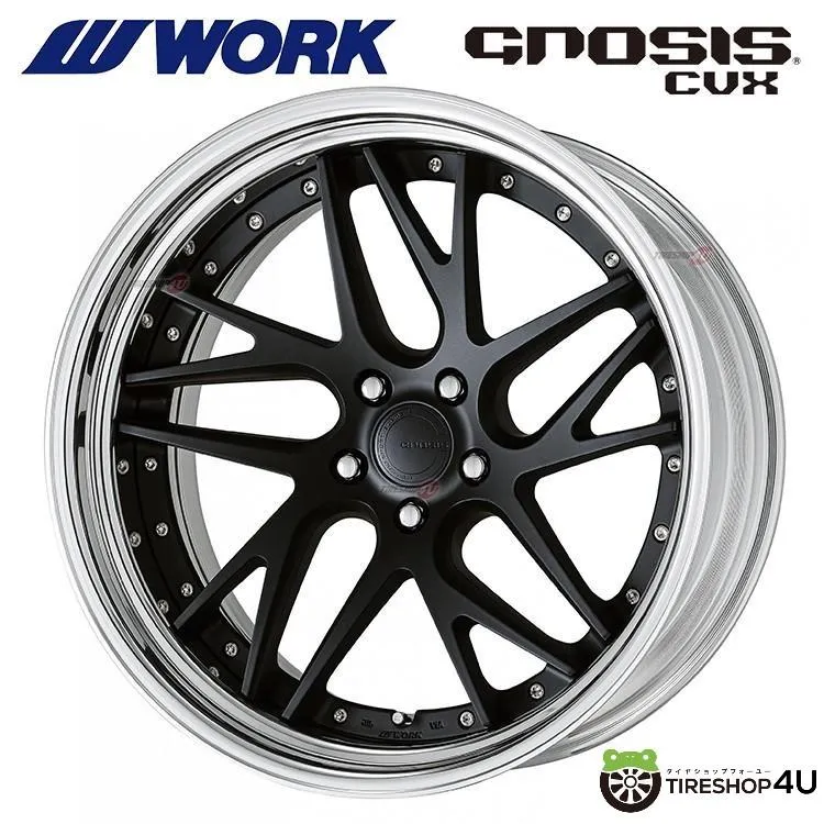 4本購入で送料無料 WORK GNOSIS CVX 22x12.5J W disk (ディープリム) MBL マットブラック ステップリム 選べるオーダーインセット 1本価格 【代引き不可】