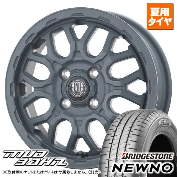 タント/N-BOX/スペーシア/デリカミニ/etc ブリヂストン NEWNO 155/65R14 \u0026 MUD BAHN XR-800M 14インチ 4.5J +45 4H 100P