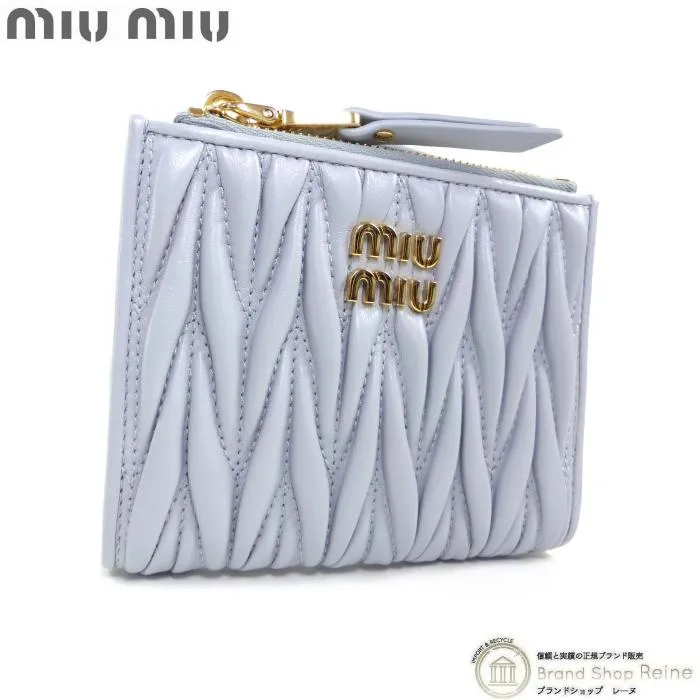 ミュウミュウ （MIUMIU） マテラッセ コンパクト 二つ折り 財布 5ML024 PERLA（新品）