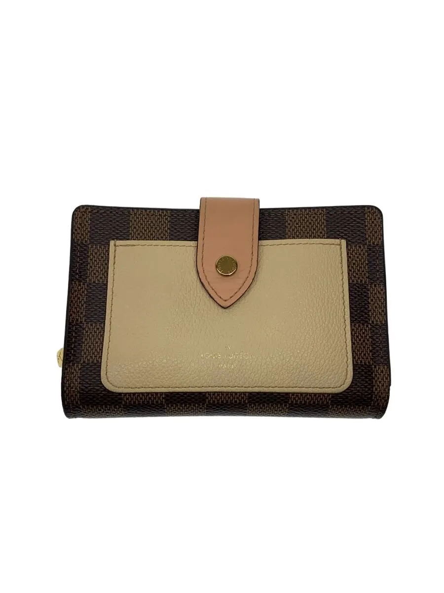 【中古】LOUIS VUITTON◆ポルト・フォイユ・ジュリエット_ダミエ・エベヌ/レザー/BRW/モノグラム/レディース//【服飾雑貨他】