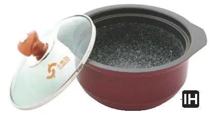 IH ｱﾙﾐ枠付ｽﾄｰﾝ ｽｰﾌﾟﾎﾟｯﾄ YSIH-0425 【IH 電磁調理器対応】【料理演出用品】【業務用】