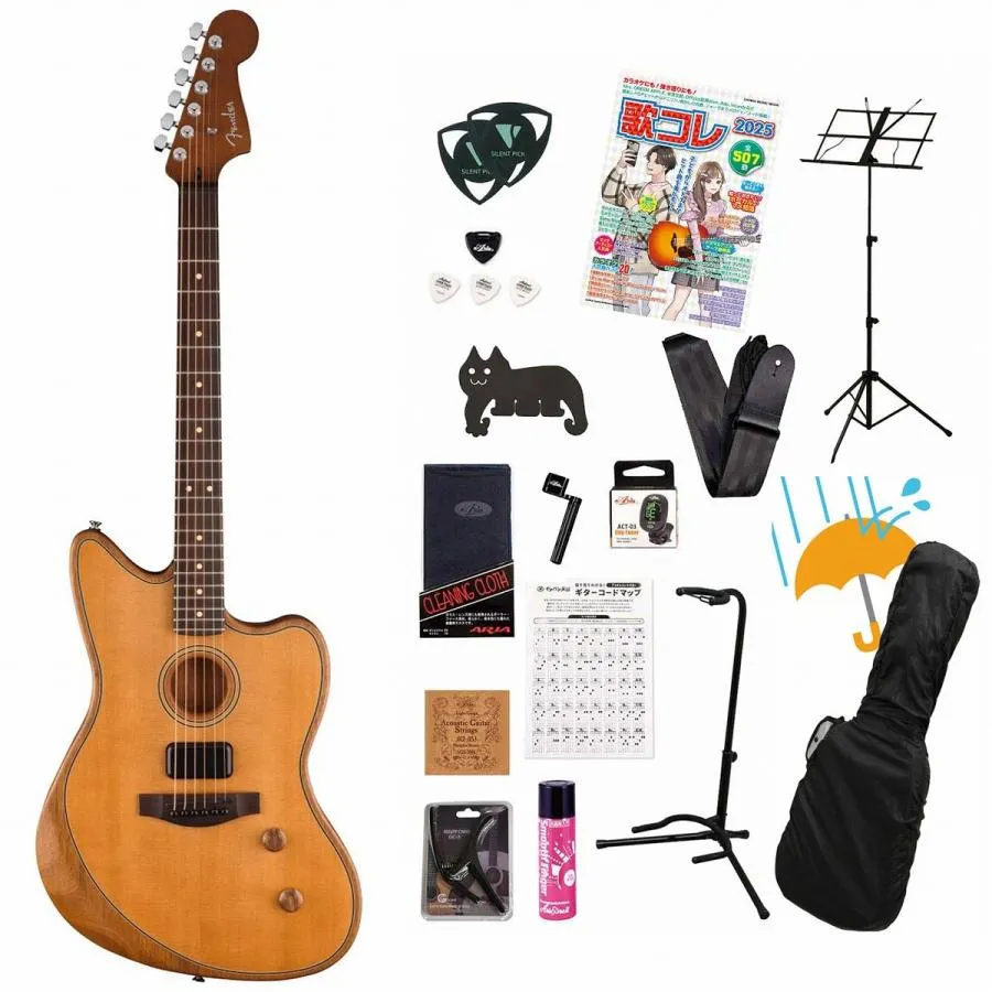 Fender / Acoustasonic Standard Jazzmaster Aged Natural フェンダーアコギ弾き語りてんこ盛り17点初心者セットR(YRK)
