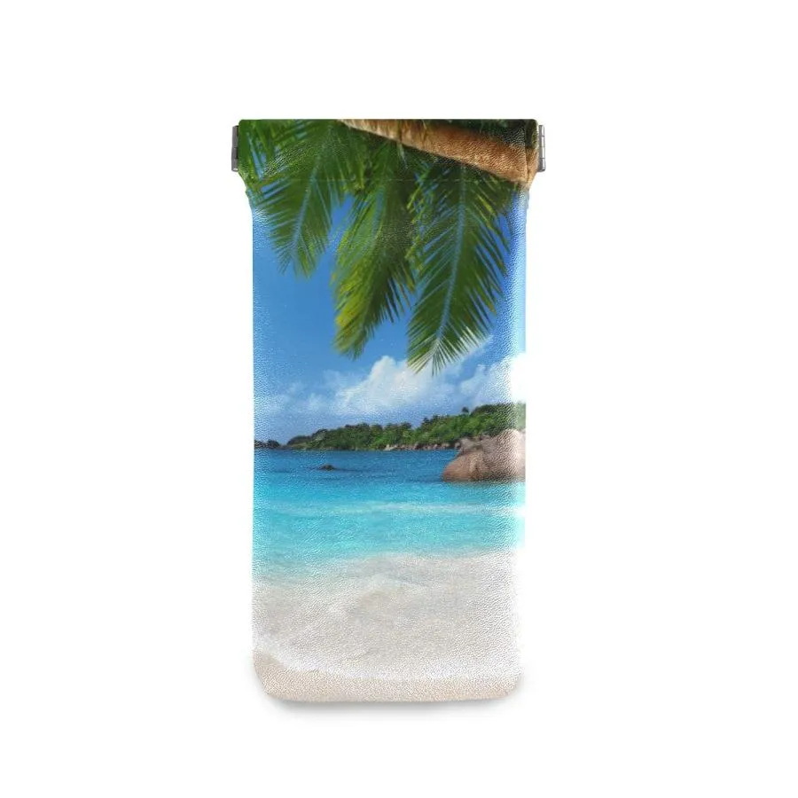 【並行輸入品】AUUXVA Sunglasses Pouch Ocean Beach Palm Tree Squeeze Top Glasse