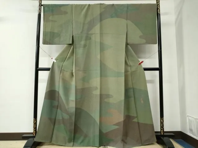 平和屋着物●重要無形文化財 人間国宝 中村勇二郎 江戸小紋 訪問着 霞遠山吉祥花文 正絹 逸品 CABE2248yc