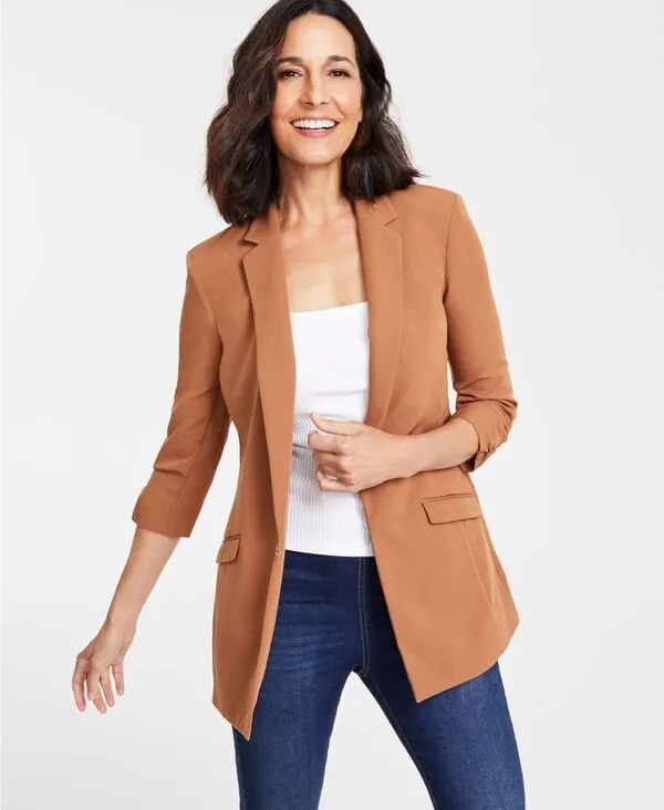 アイ.エヌ.シー インターナショナル コンセプト レディース アウター ジャケット・ブルゾン ブレザー I.N.C. International Concepts Women Menswear Blazer P/XS-4X Brown Saira ブラウン
