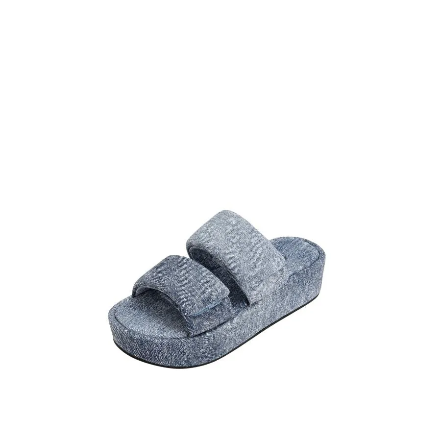 【並行輸入品】JW PEI Lexi プラットフォームサンダル, ブルー, 9 JW PEI Women's Lexi Denim Emboss