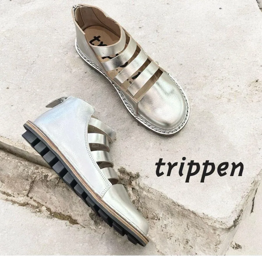 2026春夏新入荷 trippen トリッペン SKIPPER-LAM スキッパー シルバー グラディエーター シューズ CLOSED レザー 本革 靴 レディース
