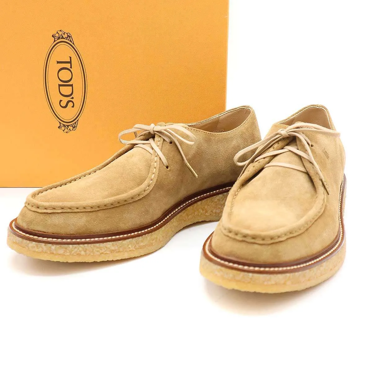 TOD’S トッズ クレープソール スエードレザーブーツ  ベージュ 5 1/2 【中古】 ITB2TFRZ8DZ4