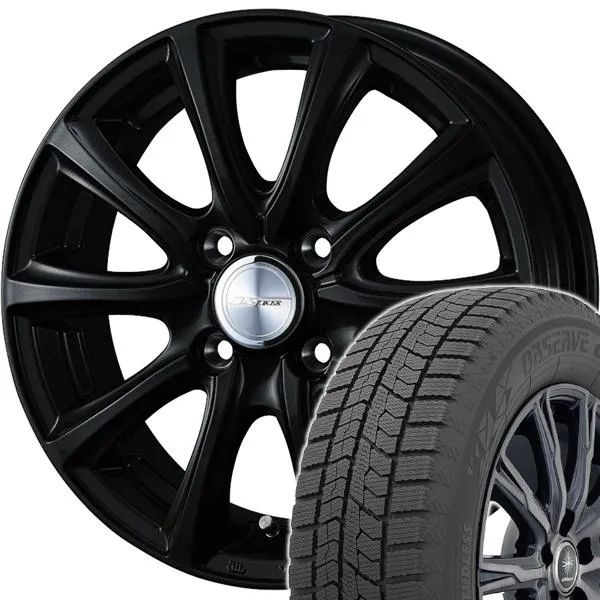 スタッドレスセット ハスラー MR92S、MR52S オブザーブ GIZ2 165/65R14 79Q ジョーカー スマッシュ グロスブラック 2024年以降製造
