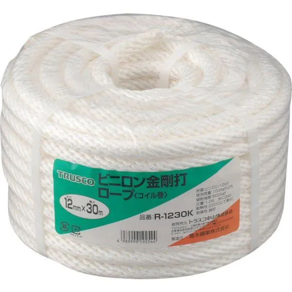 【メーカー在庫あり】 R-1230K R1230K  トラスコ中山(株) TRUSCO ビニロンロープ 金剛打 線径12mmX長さ30m HD店