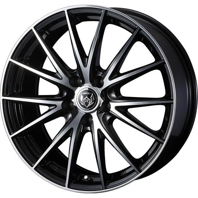 個人宅可 ライツレー VS M12 トヨタ純正ストレートナット対応 15x6.0 5H 100 +45 ブラックメタリックポリッシュ / 15インチ ホイール1本 RIZLEY VS Weds
