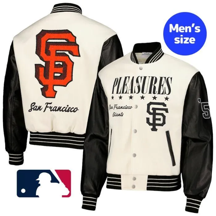 MLB公式 メンズ スタジャン アウタージャケット San Francisco Giants PLEASURES Varsity Jacket サンフランシスコ・ジャイアンツ