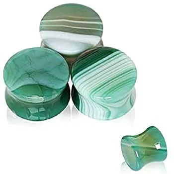 【中古】【輸入品・未使用】Covet Jewelry 天然グリーン瑪瑙石サドルプラグ
