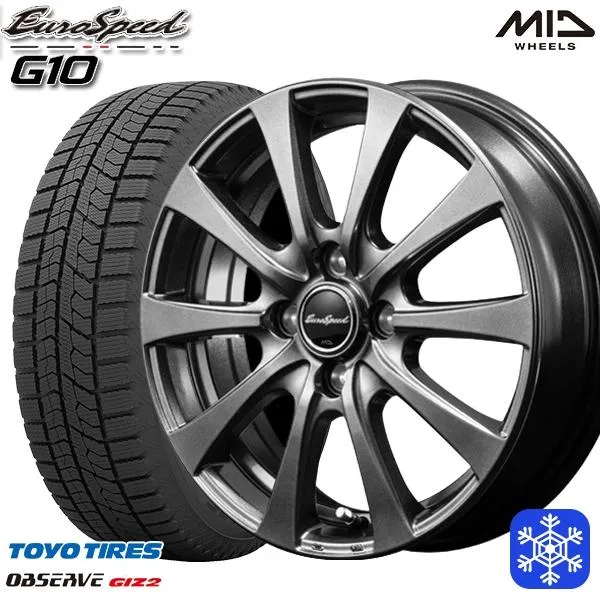 175/70R14インチ TOYO OBSERVE GIZ2 トーヨー オブザーブ ギズ2 5.5J 4H100 スタッドレスタイヤホイールセット MID G10