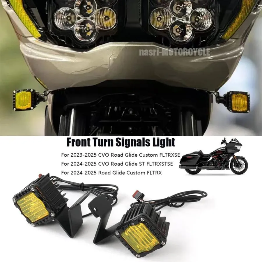 並行輸入品 LEDフロントウィンカーライト シグナルライト ハーレーツーリングCVOロードグライドST FLTRXカスタムFLTRXSE