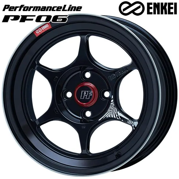 ENKEI エンケイ パフォーマンスライン PF06 15インチ 8.0J 4H100 +35 マシニングブラック アルミホイール単品 4本セット 送料無料