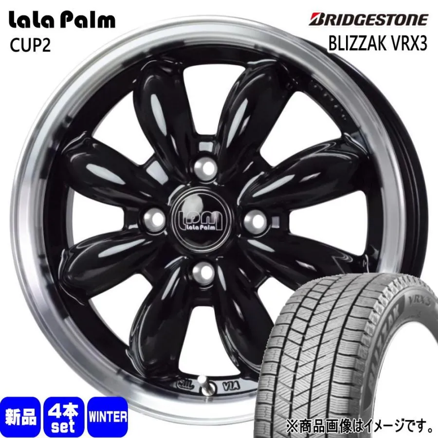 軽自動車 引っ張りタイヤ  ブリヂストン 165/55R15 75Q BLIZZAK VRX3 冬用 スタッドレスタイヤ LaLaPalm CUP2
