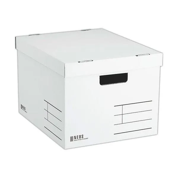 （まとめ） コクヨ 収納ボックス（NEOS）Lサイズ フタ付き ホワイト A4-NELB-W 1個 〔×5セット〕