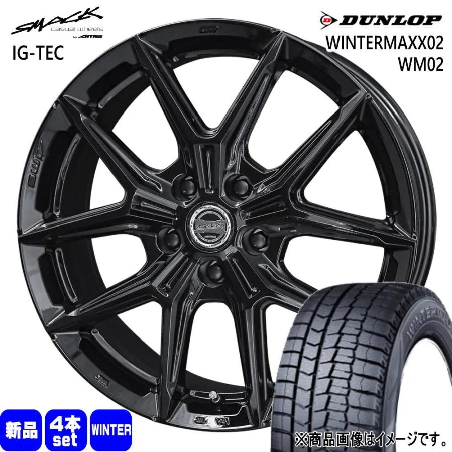 日産 リーフ /トヨタ プリウスα ダンロップ 215/50R17  WINTERMAXX02 WM02 冬用 スタッドレスタイヤ SMACK IG-TEC