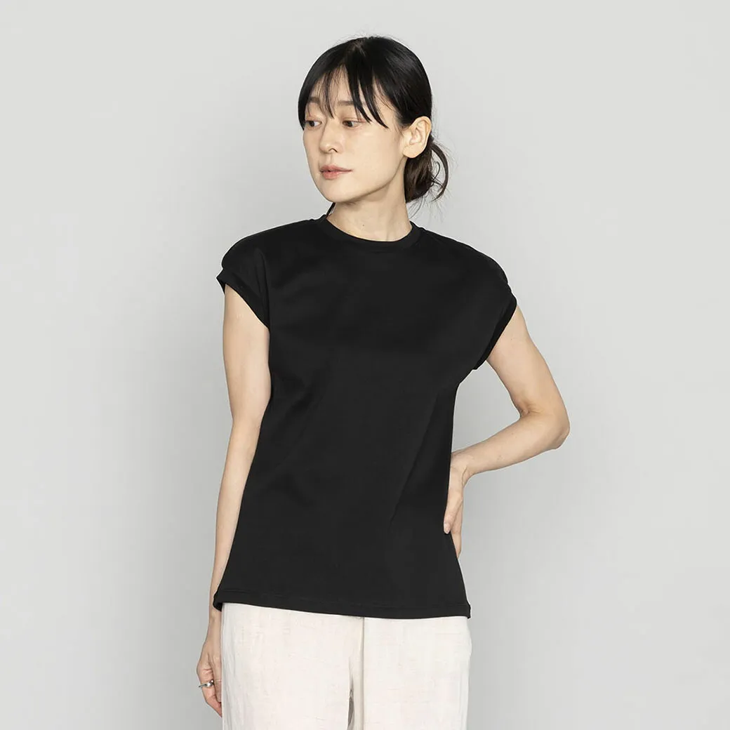 mono-kuros ノースリーブＴシャツ 黒｜カットソー Tシャツ ブラック レディース 快適 ソフト 半袖Tシャツ おしゃれ カジュアル シンプル