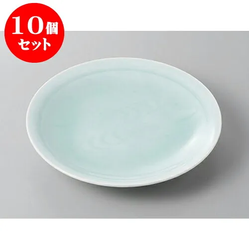 10個セット 丸盛皿 青白磁友禅彫丸6.0皿 [18.8 x 3cm] | 盛り皿 盛皿 人気 おすすめ フルーツ皿 パーティー パスタ皿 食器 業務用 飲食店 カフェ うつわ 器 ギフト プレゼント 引き出物 誕生日 贈り物 贈答品 おしゃれ かわいい 食器セット