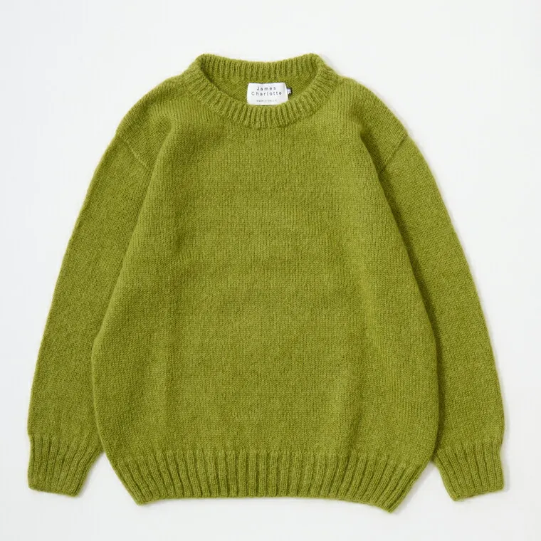 JAMES CHARLOTTE (ジェームス シャルロット)  CREW PULLOVER 50% MOHAIR 20% WOOL 30% POLYAMIDE - 1072 WASABI セーター メンズ イギリス製
