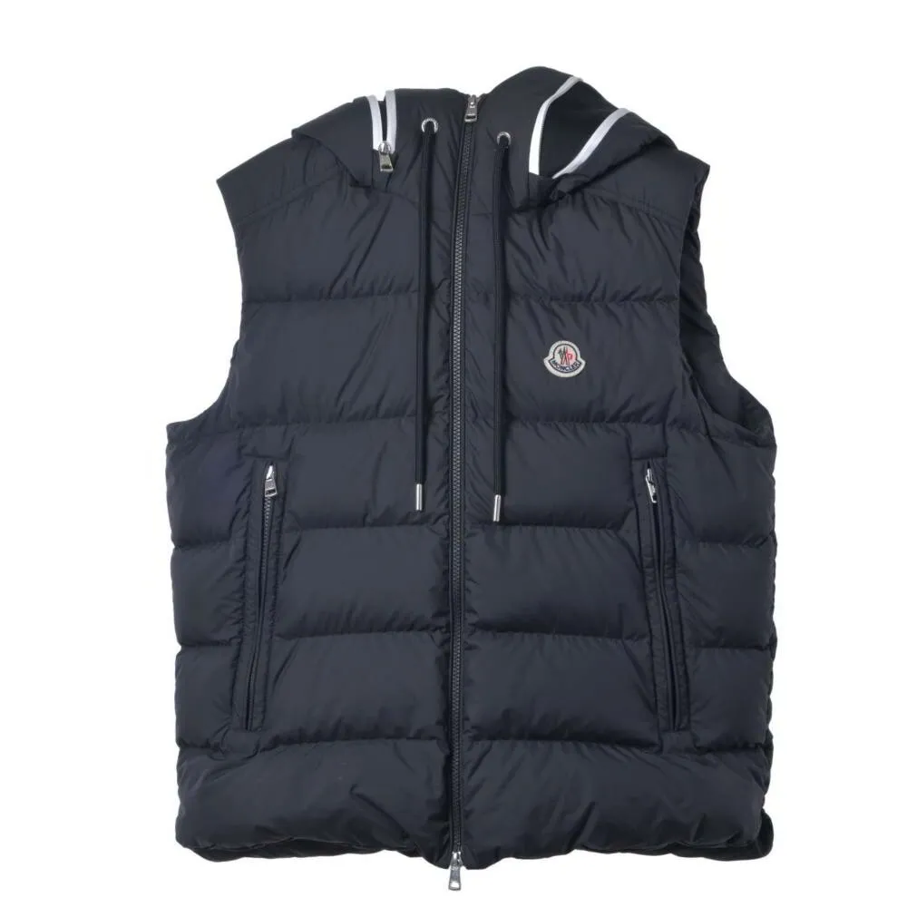 MONCLER CARDAMINE ロゴフード ダウンベスト 3 ブラック モンクレール 【中古】