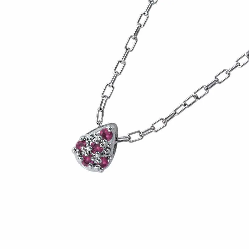 ルビー ペンダントトップとネックレス 7月の誕生石 k10ホワイトゴールド